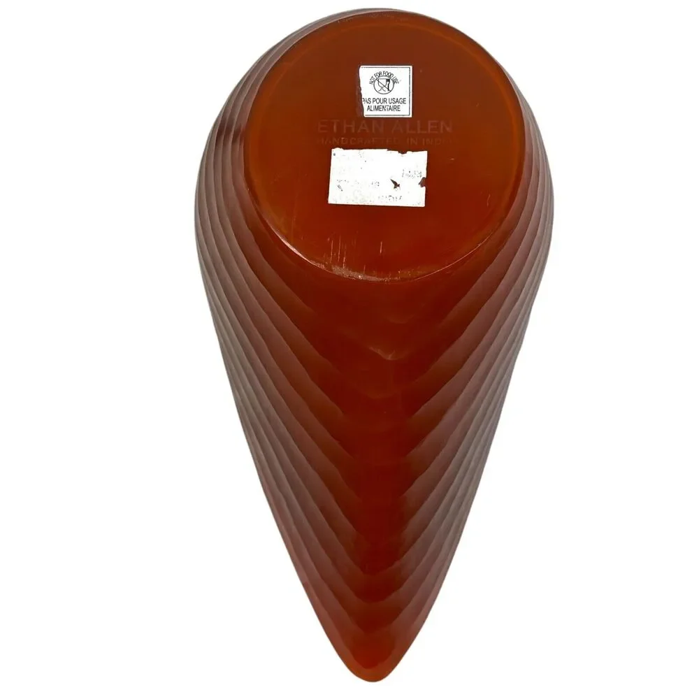 Ethan Allen‎ Adara Glass Bowl Orange Amber XL Floor Vase Abstract Centerpiece